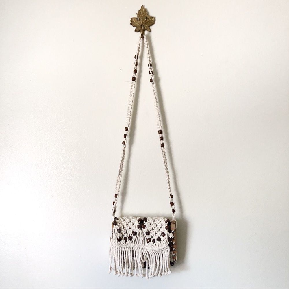 New Straw Studio Macrame Flap shoulder bag NWT